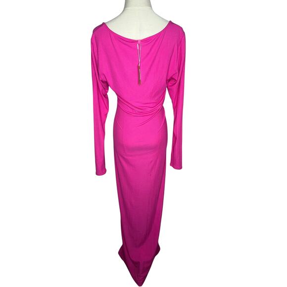 NWT Skims Hot Pink Soft Lounge Long Sleeve Square Neck Mermaid Maxi Dress XL - Picture 9 of 11
